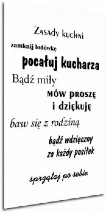 obraz z napisami -  zasady kuchni