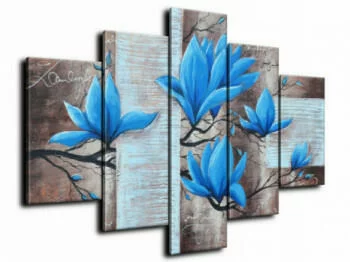 Obraz ręcznie malowany - błękitne kwiaty