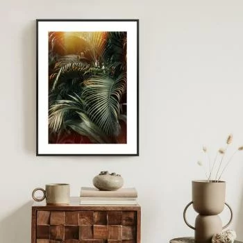 Plakat w ramie - głęboki ciemny las palmowy
