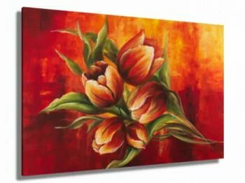 Obraz ręcznie malowany - czerwone tulipany