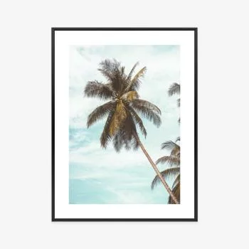 Plakat w ramie - tropikalna palma i niebieskie niebo - obrazek 3
