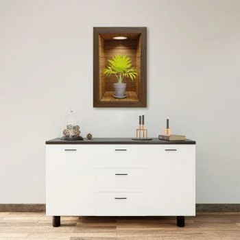 Obraz 3D - drewniana wnęka z kwiatem XXIX - obrazek 2