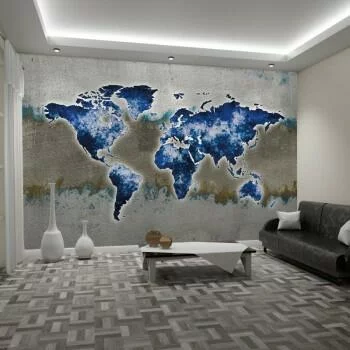Fototapeta Mapa Świata - przyciemniony błękit