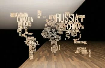 Fototapeta mapa świata - napisy 3d - obrazek 2