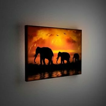 Obraz podświetlany LED - słonie