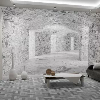 Fototapeta 3D - jasny kamienny korytarz