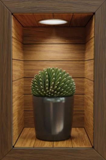 Obraz 3D - drewniana wnęka z kwiatem XX - obrazek 2