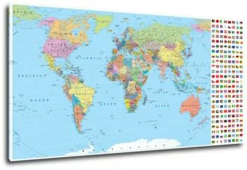 Obraz - mapa świata z flagami - obrazek 2