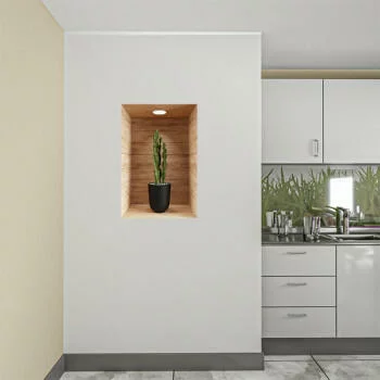 Naklejka na ścianę 3D do kuchni - kwiat w drewnianej wnęce XXII - kopia
