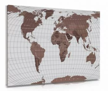 Obraz na ścianę - mapa świata w języku polskim