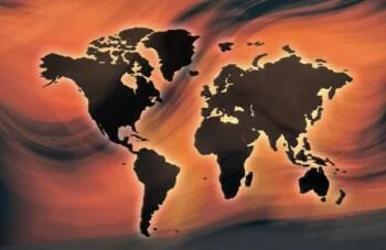 Fototapeta 3D - mapa świata falista czerwień - obrazek 2
