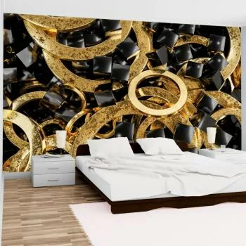 Fototapeta 3D - złote pierścienie i klocki
