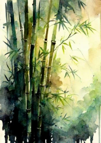 Plakat w ramie - akwarelowy las bambusowy - obrazek 2