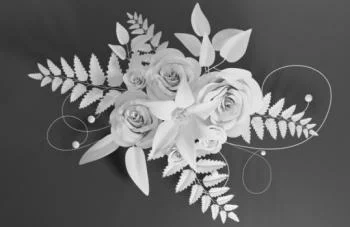 Fototapeta do sypialni - białe papierowe kwiaty