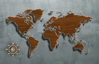 Fototapeta 3D - mapa świata motyw drewna - obrazek 2