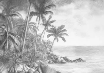 Fototapeta - szkic plaża i palmy - obrazek 2