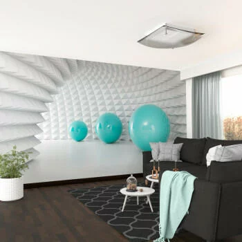 Fototapeta 3D tunel i turkusowe kule
