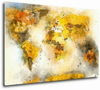 Mapa świata - nowoczesny obraz drukowany na płótnie