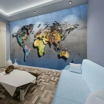 Fototapeta 3D - kolorowa Mapa Świata