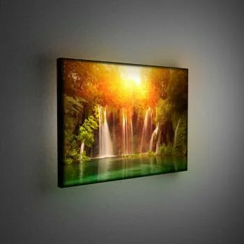Obraz podświetlany LED - spokojny wodospad
