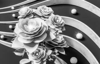 Fototapeta 3D kwiat pustyni czarno-biały