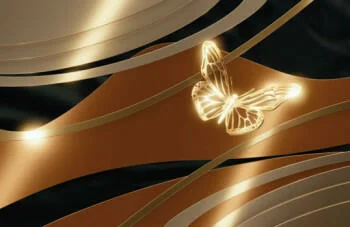 Fototapeta 3D - motylek pośród złota II