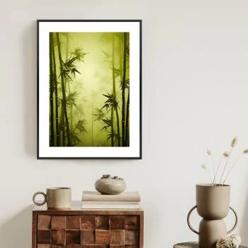 Plakat w ramie - las bambusowy we mgle