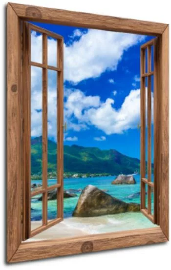 Obraz 3D - plaża, wyspa za oknem - obrazek 2