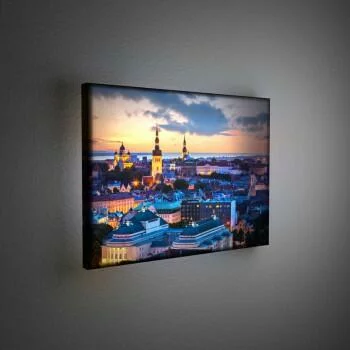 Obraz podświetlany LED - miasto Tallin