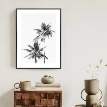 Plakat w ramie - czarno-białe palmy