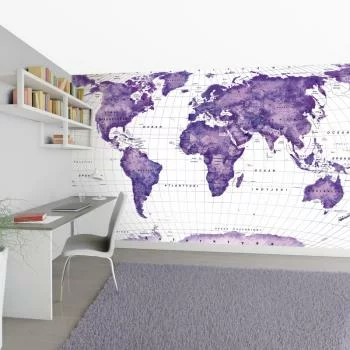 Fototapeta - ametystowa mapa świata po polsku