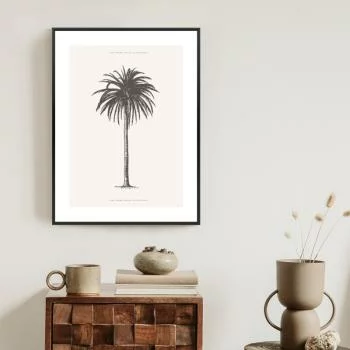 Plakat w ramie - ilustracja szarej palmy vintage