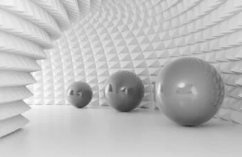 Fototapeta 3D tunel i metaliczne kule