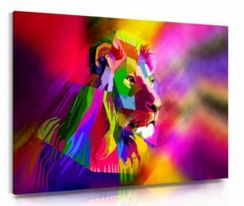 Obraz kolorowy lew