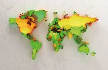 Fototapeta 3D - mapa świata - kontynenty - obrazek 2