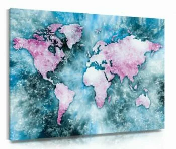 Obraz na płótnie - różowa mapa świata