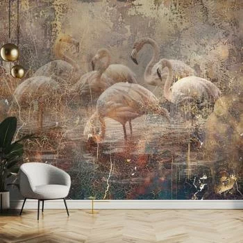 Fototapeta - Spokojna Oaza Flamingów