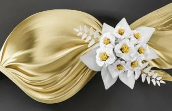 Fototapeta 3D - kwiaty owinięte złotem