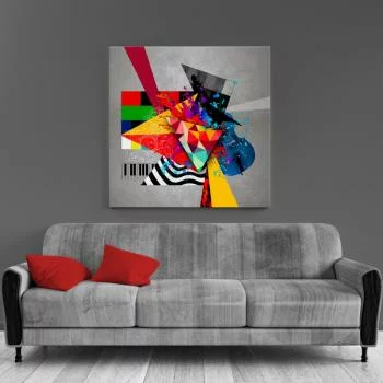 Obraz abstrakcyjny - kruk, skrzypce i kolory - obrazek 2
