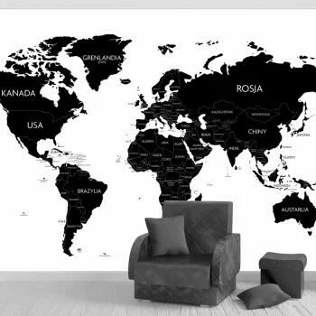 Fototapeta na wymiar mapa świata czarno-biała