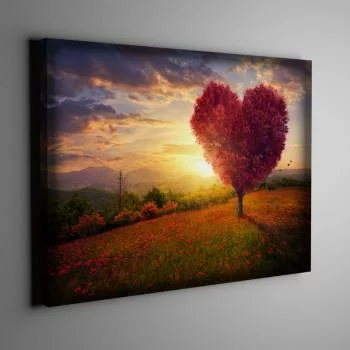 Obraz LED 45x30cm - drzewo w kształcie serca