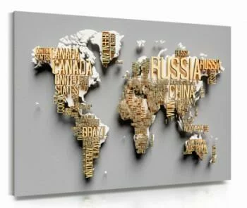 Mapa Świata - obraz na ścianę 3D