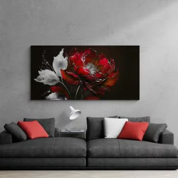 Duży obraz 200x100cm - kwiat w czerwieni