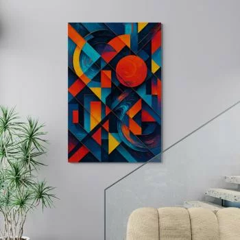 Obraz abstrakcyjna kompozycja - żywe kolory i geometria