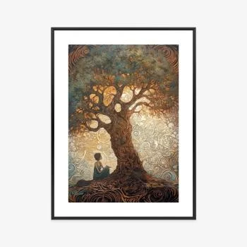 Plakat w ramie - kobieta przy drzewie życia - obrazek 3