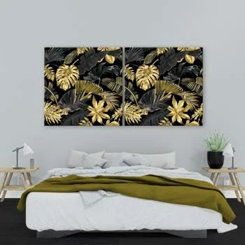 Duży obraz do salonu, sypialni - złote liście - obrazek 2