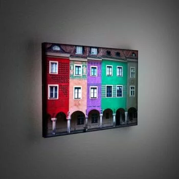 Obraz podświetlany LED - kolorowe budynki