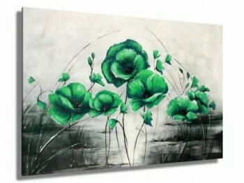 Obraz ręcznie malowany - zielone kwiaty