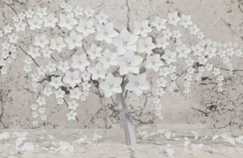 Fototapeta srebrne drzewo i białe kwiaty - obrazek 2