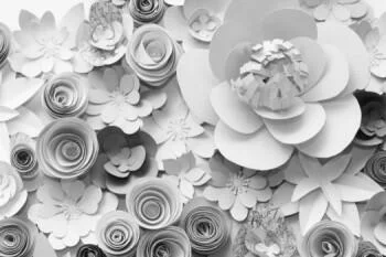 Fototapeta 3D - szare papierowe kwiaty - obrazek 2